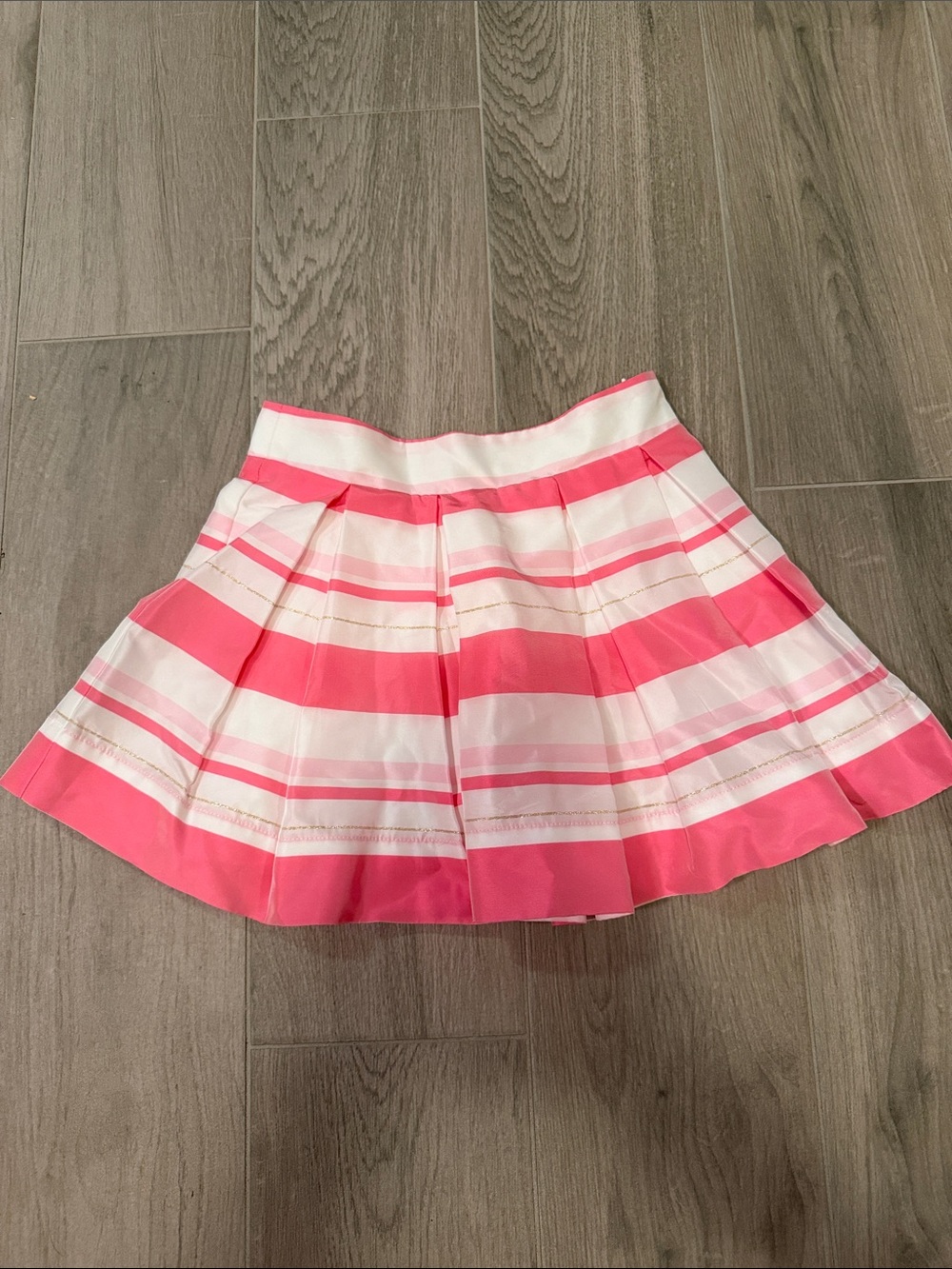 Lili Gaufrette Striped Pink and White Pleated Girls Skirt Size 5